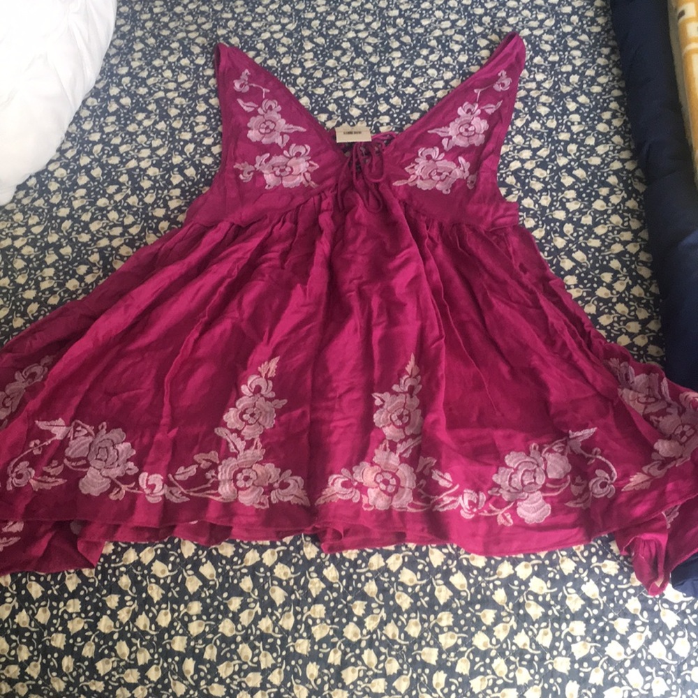 S free people slip with embroidery flowers